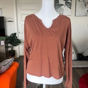 Brown long sleeve crop top
